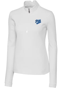 Womens Pitt Panthers White Cutter and Buck Vault Traverse Qtr Zip