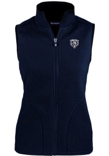 Cutter and Buck Chicago Bears Womens Navy Blue Mono Cascade Sherpa Vest