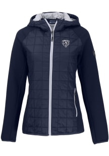 Cutter and Buck Chicago Bears Womens Navy Blue Mono Rainier PrimaLoft Hybrid Medium Weight Jacke..