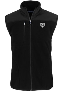 Cutter and Buck Chicago Bears Mens Black Mono Cascade Sherpa Sleeveless Jacket