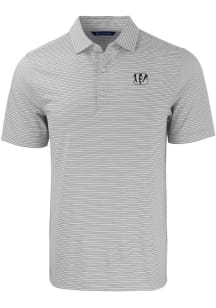 Cutter and Buck Cincinnati Bengals Mens Grey Mono Forge Double Stripe Short Sleeve Polo
