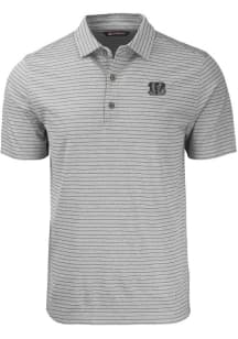 Cutter and Buck Cincinnati Bengals Mens Grey Mono Forge Stripe Short Sleeve Polo