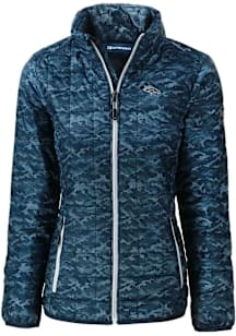 Cutter and Buck Denver Broncos Womens Navy Blue Mono Rainier PrimaLoft Printed Filled Jacket