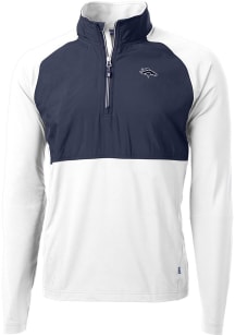 Cutter and Buck Denver Broncos Mens White Mono Adapt Eco Hybrid Long Sleeve Qtr Zip Pullover