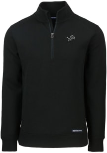 Cutter and Buck Detroit Lions Mens Black Mono Roam Long Sleeve Qtr Zip Pullover