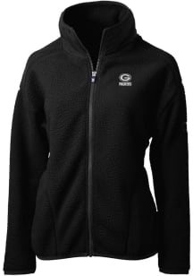 Cutter and Buck Green Bay Packers Womens Black Mono Cascade Sherpa Long Sleeve Full Zip Jacket