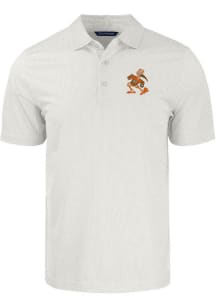 Cutter and Buck Miami Hurricanes Mens White Pike Symmetry Big and Tall Polos Shirt
