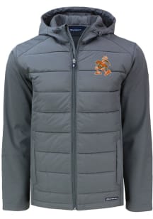 Cutter and Buck Miami Hurricanes Mens Grey Evoke Hood Big and Tall Lined Jacket