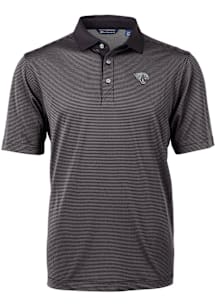 Cutter and Buck Jacksonville Jaguars Black Mono Virtue Eco Pique Micro Stripe Big and Tall Polo