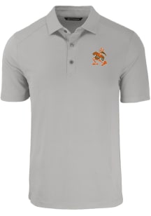 Cutter and Buck Miami Hurricanes Mens Grey Forge Short Sleeve Polo