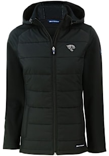 Cutter and Buck Jacksonville Jaguars Womens Black Mono Evoke Hood Heavy Weight Jacket
