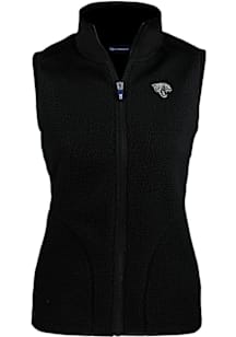 Cutter and Buck Jacksonville Jaguars Womens Black Mono Cascade Sherpa Vest