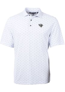 Cutter and Buck Jacksonville Jaguars Mens White Mono Virtue Eco Pique Tile Short Sleeve Polo