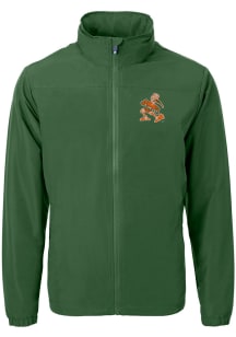 Cutter and Buck Miami Hurricanes Mens Green Charter Eco Light Weight Jacket