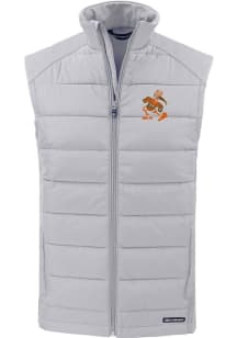 Cutter and Buck Miami Hurricanes Mens Charcoal Vault Evoke Sleeveless Jacket