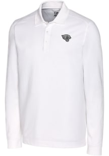 Cutter and Buck Jacksonville Jaguars Mens White Mono Advantage Long Sleeve Polo Shirt