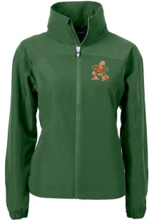 Cutter and Buck Miami Hurricanes Womens Green Charter Eco Light Weight Jacket
