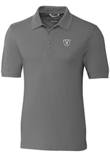 Cutter and Buck Las Vegas Raiders Grey Mono Advantage Pique Big and Tall Polo