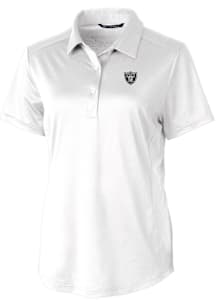Cutter and Buck Las Vegas Raiders Womens White Mono Prospect Short Sleeve Polo Shirt