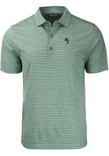 Cutter and Buck Michigan State Spartans Mens Green Forge Heather Stripe Short Sleeve Polo