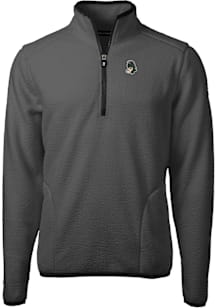 Cutter and Buck Michigan State Spartans Mens Grey Vault Cascade Sherpa Long Sleeve Qtr Zip Pullove..