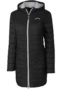 Cutter and Buck Los Angeles Chargers Womens Black Mono Rainier PrimaLoft Long Filled Jacket