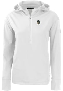 Cutter and Buck Michigan State Spartans Womens White Daybreak Hood 1/4 Zip Pullover