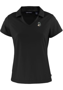 Womens Michigan State Spartans Black Cutter and Buck Vault Daybreak V Neck Short Sleeve Polo Shi..