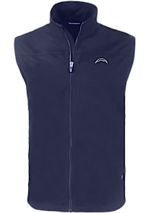 Cutter and Buck Los Angeles Chargers Mens Navy Blue Mono Charter Sleeveless Jacket