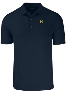 Michigan Wolverines Navy Blue Cutter and Buck Vault Forge Eco Stretch Big and Tall Polo