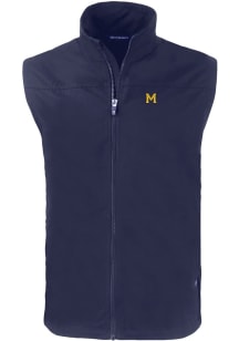 Navy Blue Michigan Wolverines Cutter and Buck Big and Tall Vault Charter Mens Vest