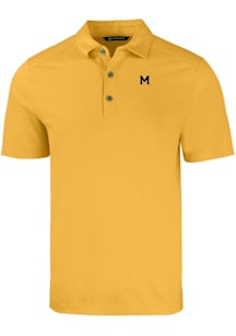 Cutter and Buck Michigan Wolverines Mens Gold Vault Forge Recycled Short Sleeve Polo