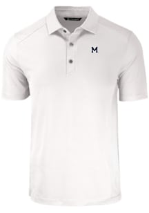 Cutter and Buck Michigan Wolverines Mens White Vault Forge Recycled Short Sleeve Polo