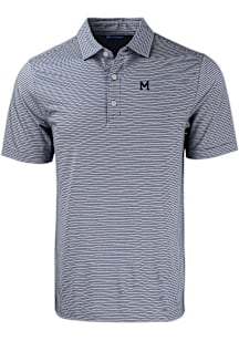 Cutter and Buck Michigan Wolverines Mens Navy Blue Vault Forge Double Stripe Short Sleeve Polo