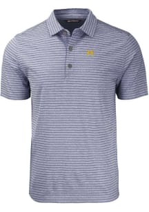 Cutter and Buck Michigan Wolverines Mens Navy Blue Forge Heather Stripe Short Sleeve Polo
