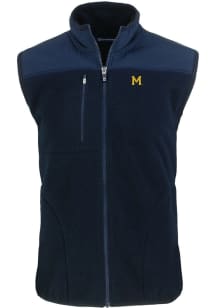 Mens Michigan Wolverines Navy Blue Cutter and Buck Vault Cascade Sherpa Vest