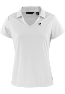 Womens Michigan Wolverines White Cutter and Buck Vault Daybreak V Neck Short Sleeve Polo Shirt