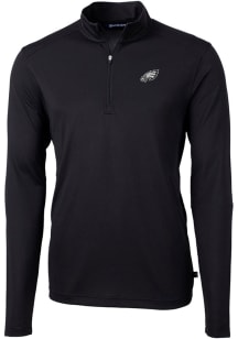 Cutter and Buck Philadelphia Eagles Mens Black Mono Virtue Eco Pique Big and Tall Qtr Zip