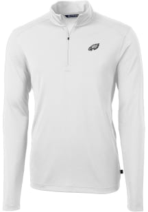 Cutter and Buck Philadelphia Eagles Mens White Mono Virtue Eco Pique Big and Tall Qtr Zip