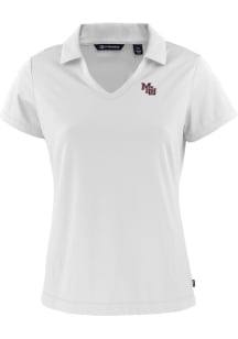 Cutter and Buck Mississippi State Bulldogs Womens White Daybreak V Neck Short Sleeve Polo Shirt