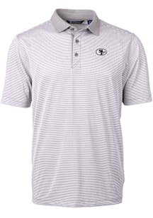 Cutter and Buck San Francisco 49ers Mens Grey Mono Virtue Eco Pique Micro Stripe Short Sleeve Polo