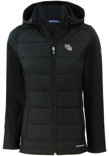 Cutter and Buck Mississippi State Bulldogs Womens Black Vault Evoke Hood Heavy Weight Jacket