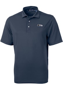 Cutter and Buck Seattle Seahawks Navy Blue Mono Virtue Eco Pique Big and Tall Polo