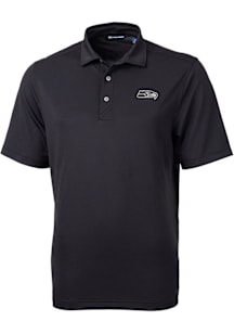 Cutter and Buck Seattle Seahawks Mens Black Mono Virtue Eco Pique Short Sleeve Polo