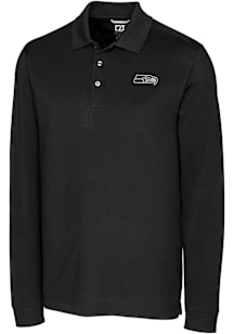 Cutter and Buck Seattle Seahawks Mens Black Mono Advantage Long Sleeve Polo Shirt