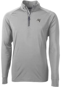 Cutter and Buck Tampa Bay Buccaneers Mens Grey Mono Adapt Eco Knit Long Sleeve Qtr Zip Pullover