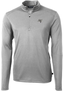 Cutter and Buck Tampa Bay Buccaneers Mens Grey Mono Virtue Eco Pique Long Sleeve Qtr Zip Pullover