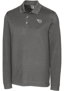 Cutter and Buck Tennessee Titans Grey Mono Advantage Pique Long Sleeve Big and Tall Polo