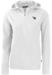 Cutter and Buck Tennessee Titans Womens White Mono Daybreak Hood Qtr Zip
