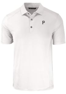 Cutter and Buck Pittsburgh Pirates Mens White Mono Forge Recycled Short Sleeve Polo